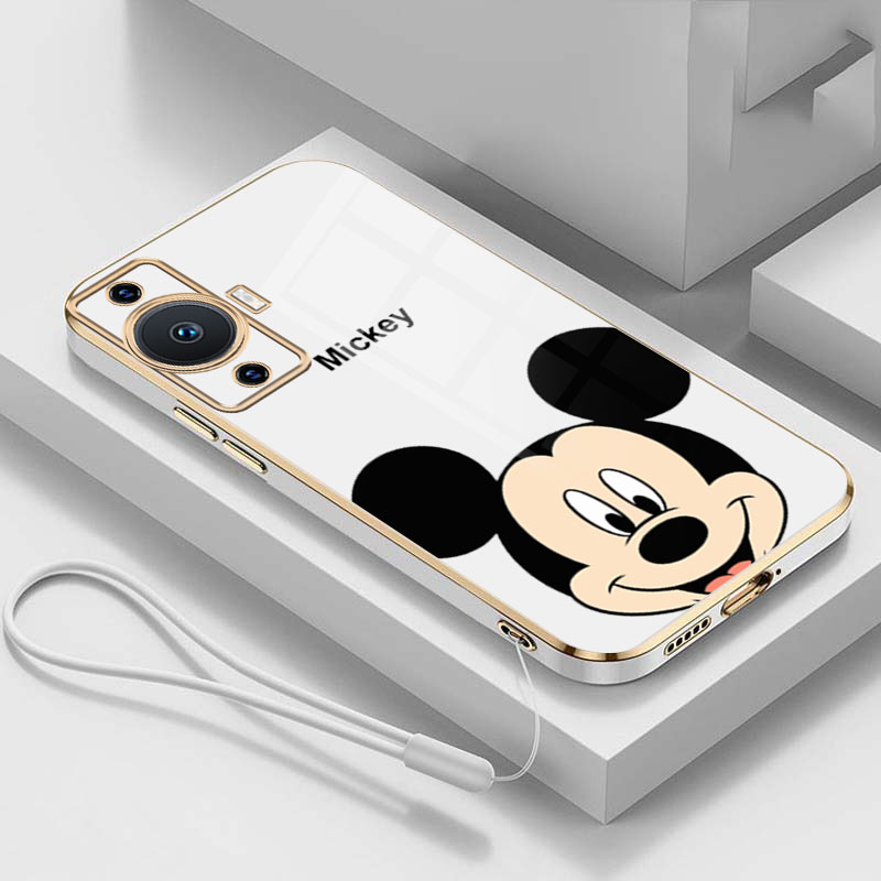 Huawei P60 P50 Pro P40 P30 P20 Pro Huawei P30 P20 Lite P10 Plus Stylish Mickey Mouse Rubber Phone Cover Glossy Electric Plating Case Shockproof Casing