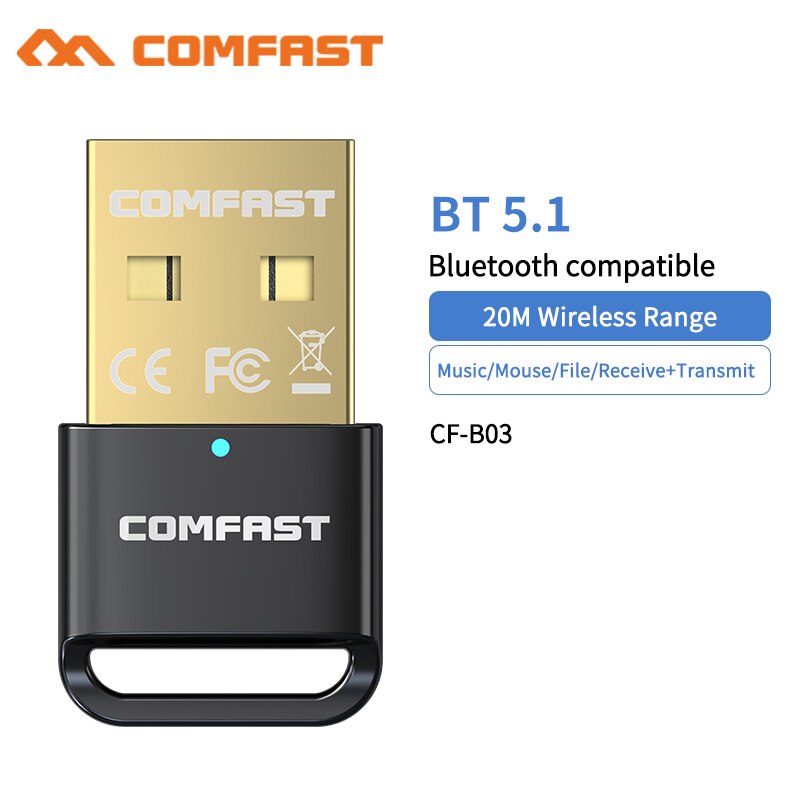 Free Driver USB Bluetooth 5.1 Adapter Bluetooth Receiver Transmitter 2 in 1 for PC Support Windows 10/7/11 Dongle for Headsets