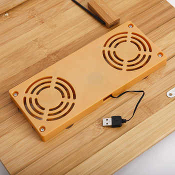 Laptop Table stand cooling fan wooden Portable Folding Lap-Desk Tray Bed Notebook Table Adjustable. 