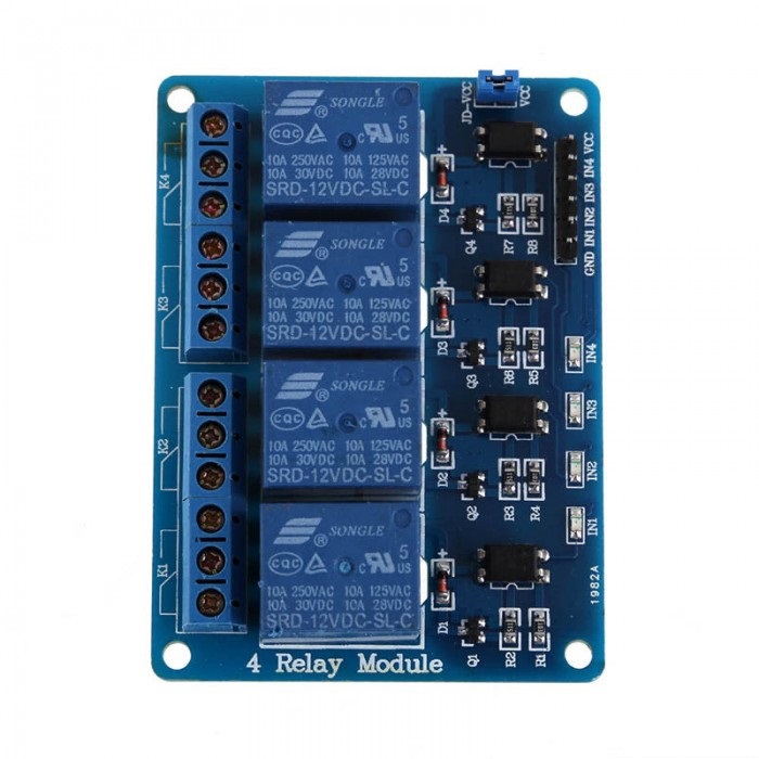 12V Relay Module DC 24V Four Channel Isolated Relay Control Module With Screw Terminal For Arduino 4 Channel DC24V With Optocoupler Protection. 