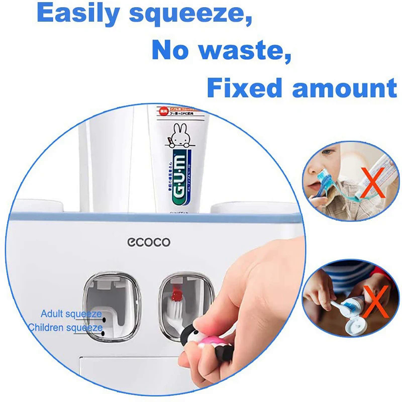 ECOCO Automatic Toothpaste Squeezers Wall Mounted Toothpaste Dispenser Dustproof Toothbrush Holder Bathroom Accessories for Home. 