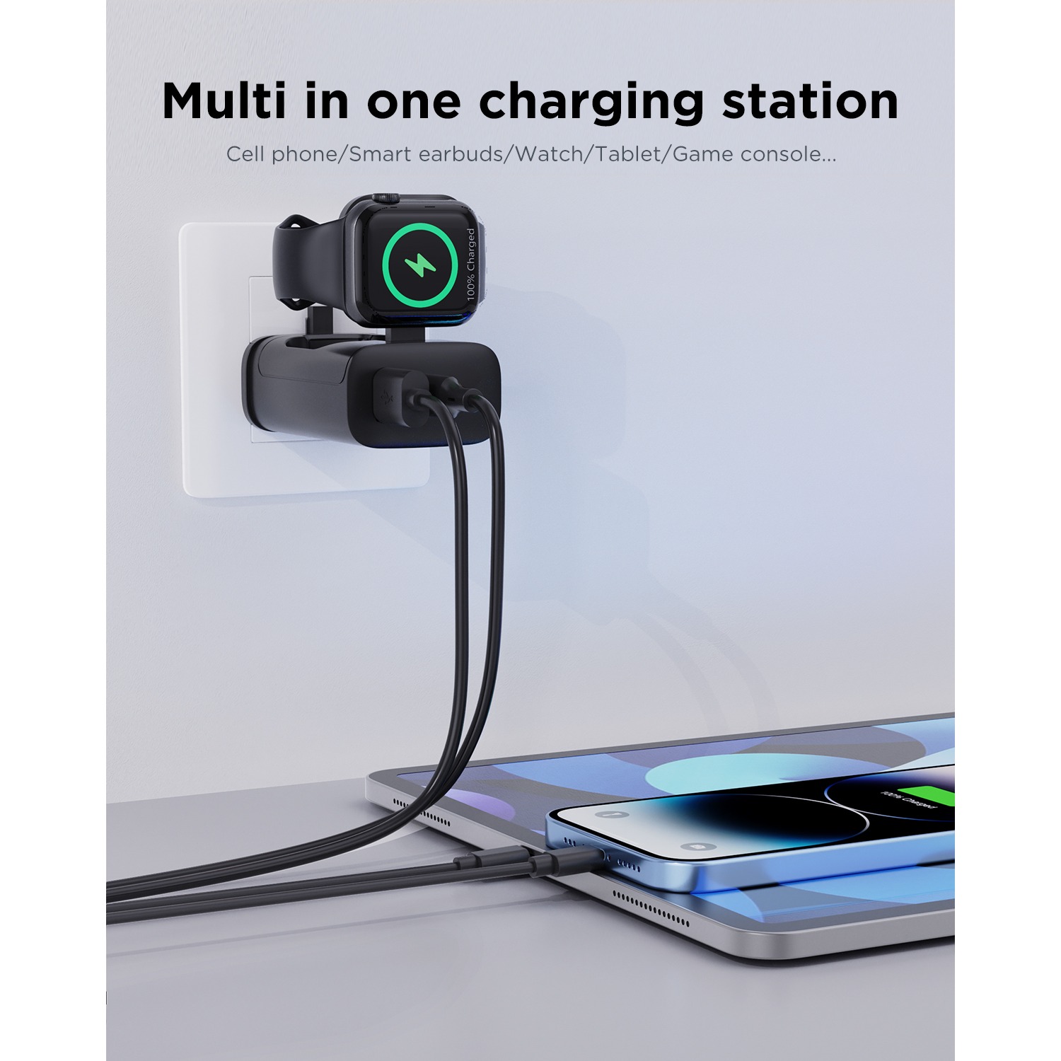 ARMICO 23W for Apple Charging Block with Built-in Watch Charger, Foldable PD Fast Charger Block for iPhone, Dual Ports Wall Charger Compatible with Apple Watch iPhone. 