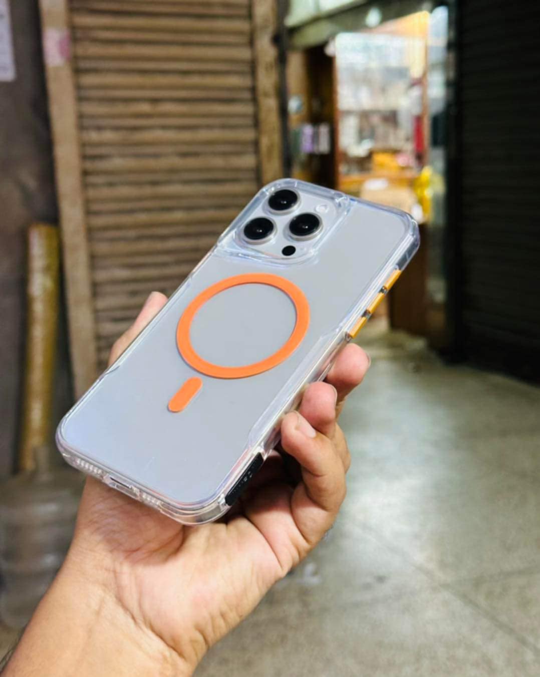 For iPhone 11, 11 Pro, 11 Pro Max, 12, 12 Pro, 12 Pro Max, 13, 13 Pro, 13 Pro Max, 14, 14 Pro, 14 Pro Max, 15, 15 Pro, 15 Pro Max, 16, 16 Pro Max, Ultra Hybrid Transparent Orange and Black Edition NFC Case Yellowing Resistance Magsafe Tpu Back Cover. 