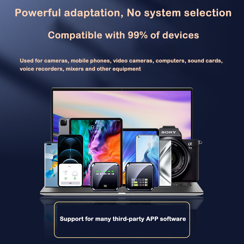 Kablosuz yaka mikrofonu sistemi Bluetooth ses Video ses kayıt Mic iPhone Android cep telefonu röportaj kamera. 