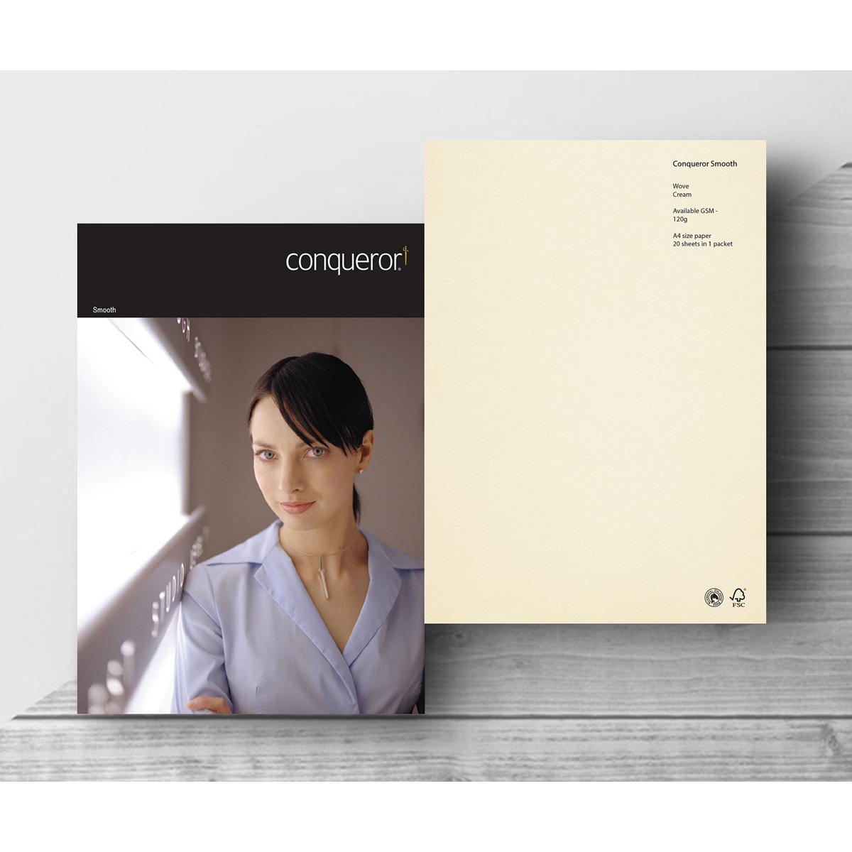 Conqueror Smooth Wove Cream 120 gsm (20 Sheets A4 Packet)