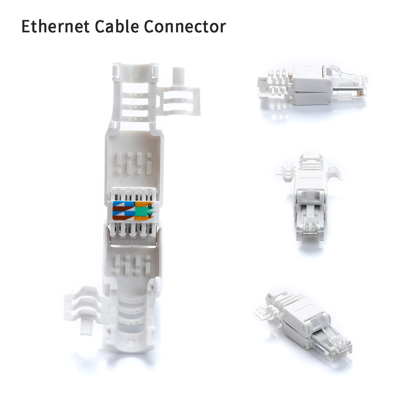 No Crimp Ethernet Cable Tool-less Crystal Head Plug CAT6 RJ45 Connector. 