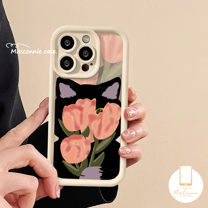 For VIVO Y17s Y12 Y15 Y11 Y30 Y27 Y17 Y27s Y16 Y35 Y20s Y02 Y21 Y20 Y50 Y22 Y12i Y31 Y36 Y22s Y21s Y91C Y12s Y20i Y33 Y15A Y91 Black Cat Embracing Flowers Case