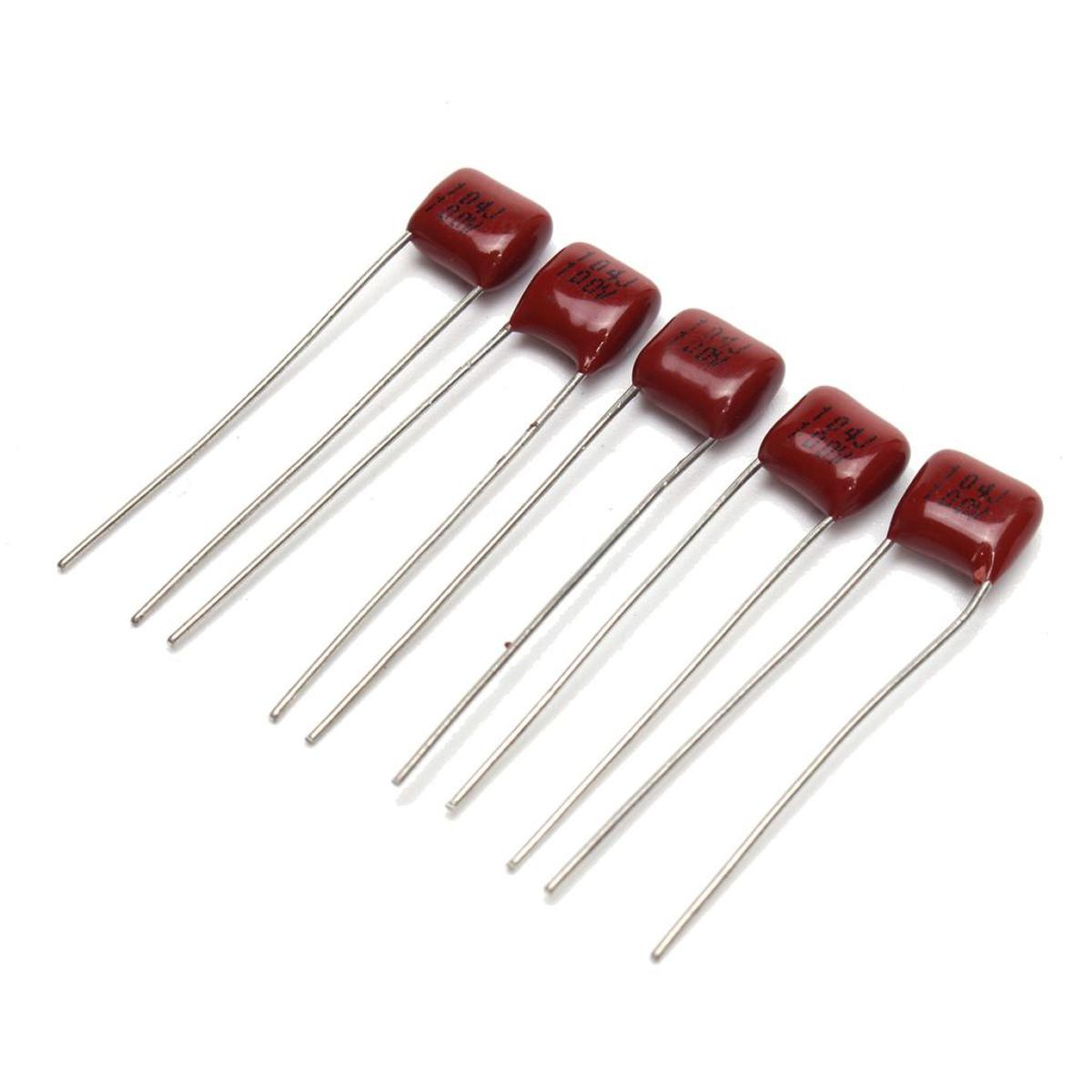 10Pcs-METALLIZED 104j 100V Capacitors Metallized 104j 100V Polypropylene Capacitor Mylar 100nF Polyester Film Capacitor Electronics Circuitry & Parts