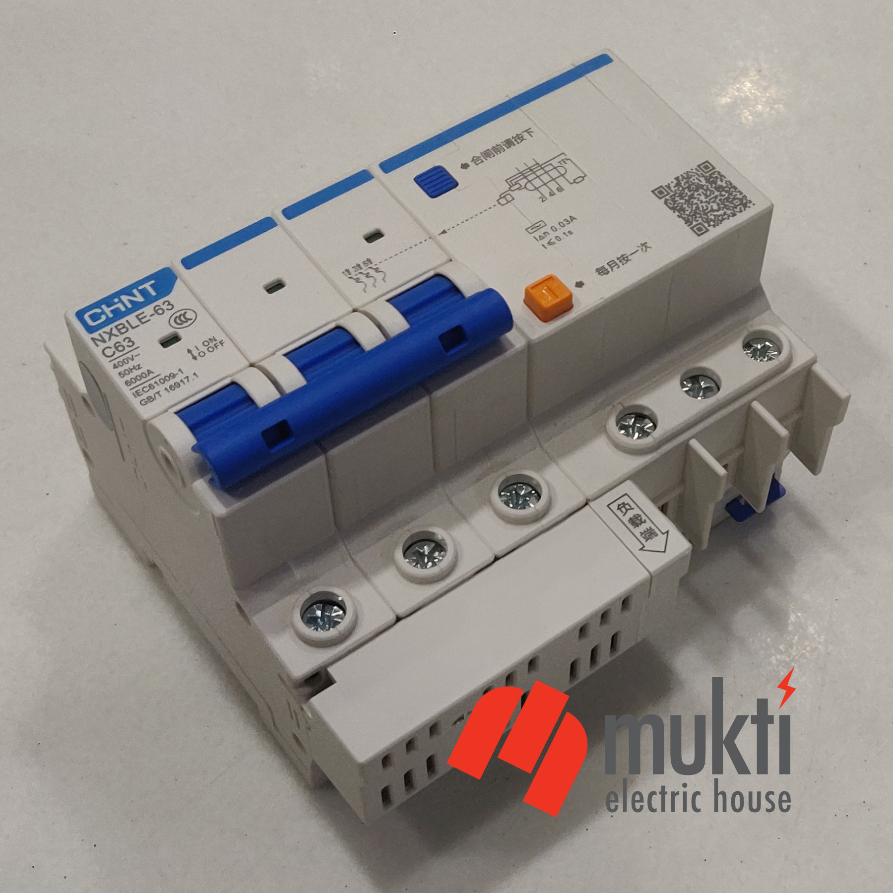 CHINT 32A TP RCBO 30mA 6KA Residual Current Operated Circuit Breaker NXBLE 3P Earth Leakage Protector