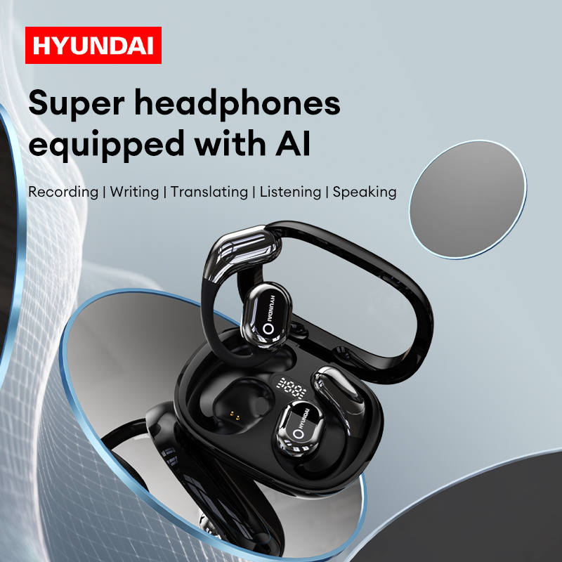 HYUNDAI HY-Y16 AI Headphones OWS Wireless Smart Earphones Cross-language communication Earbuds For Translating Recording Work. 