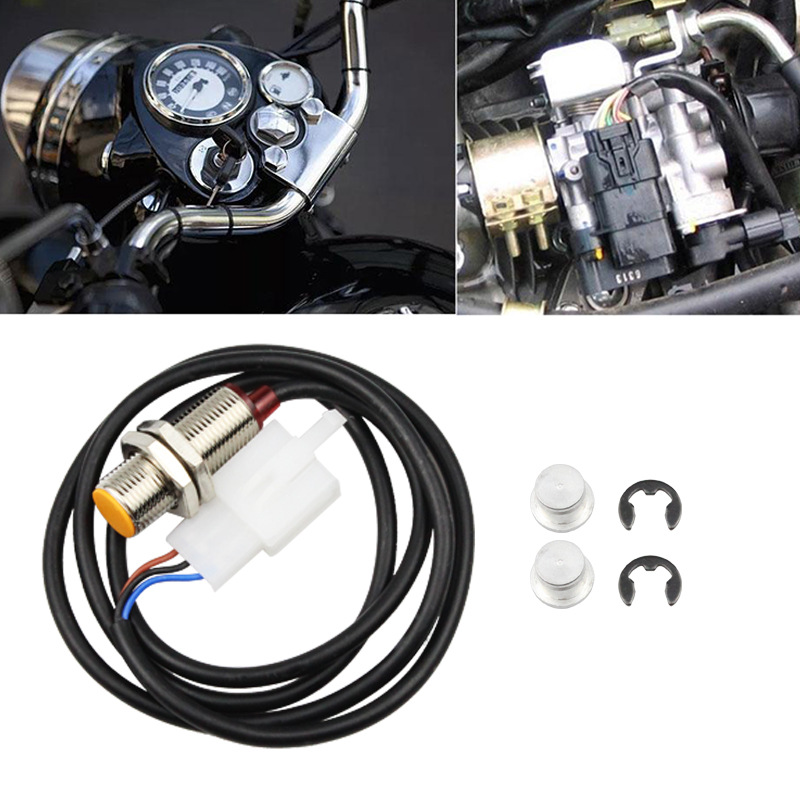 LI 12V Motorcycle Speedometer Sensor Cable With 2 Magnets Digital Instrument Sensor, Speedometer Replacement Kit Universal For Motorbike ATV Scooter