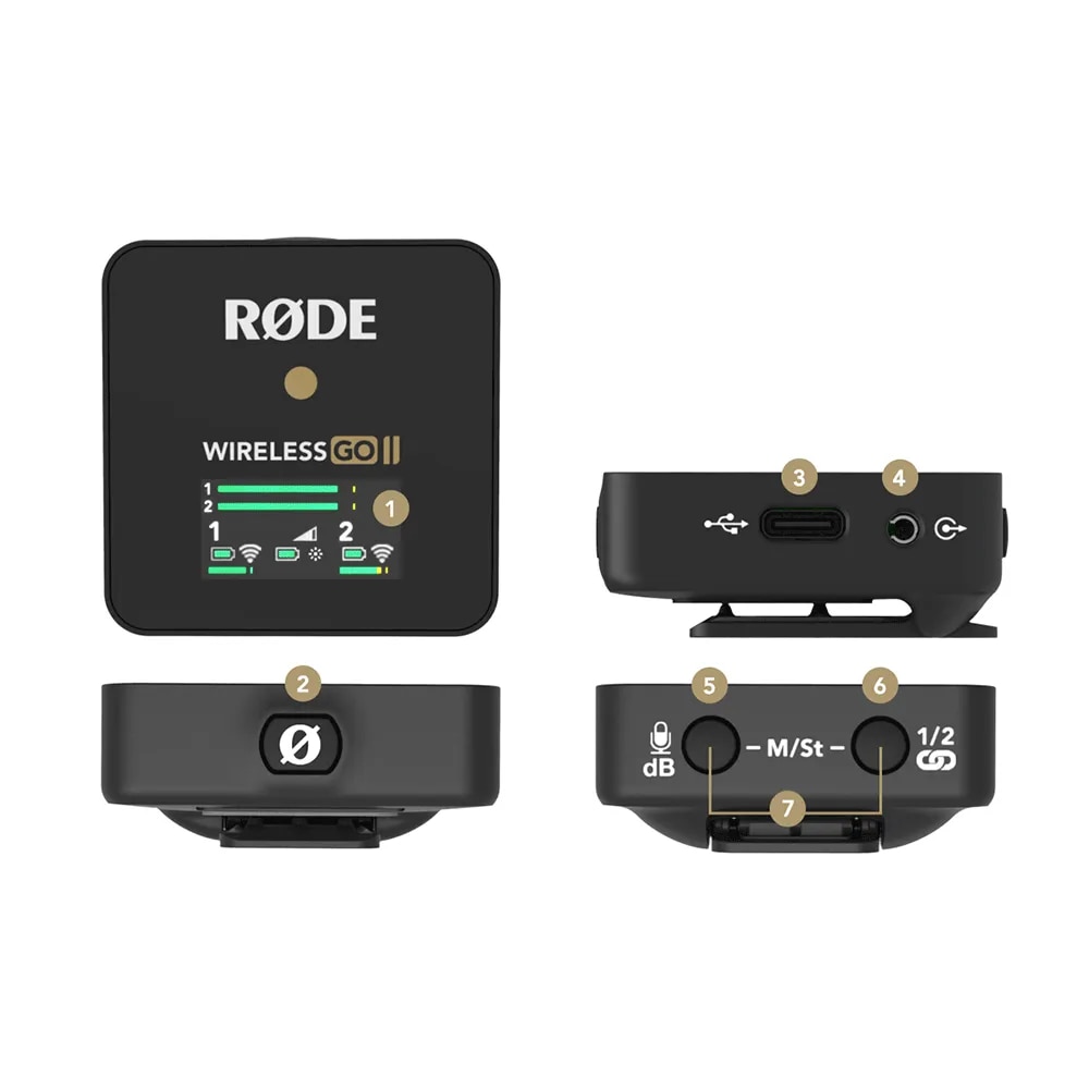 Rode Wireless Go II GO2 Wireless Lavalier Dual Channel Mic RX 2TX Transmission Microphone Accessories for Phone DSLR Cameras. 