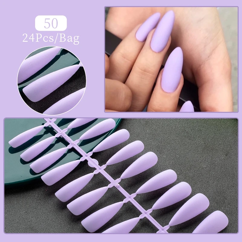 1Bag Matte False Nails Without Glue Press On Nail Tips Frosted Full Cover Artificial Fingernails Ballet Detachable Nail Art. 