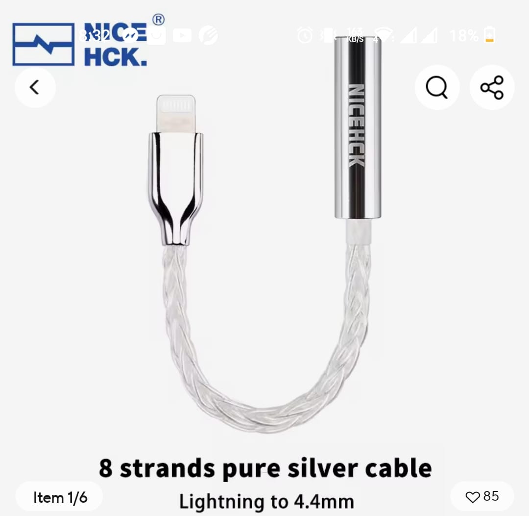 NiceHCK TC3 HIFI DAC Earphone Amplifier Decoding Adapter Cable Type-C Lightning to 3.5mm/4.4mm Digital Decoder Audio Wire. 