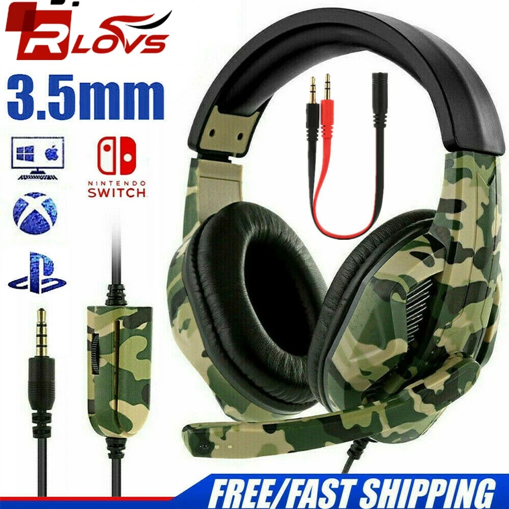 RLOVS Wired Gaming Headphones With Microphone For Computer PS4 PS5 Xbox Bass Stereo PC High Sound Quality Wired Headset Gifts
