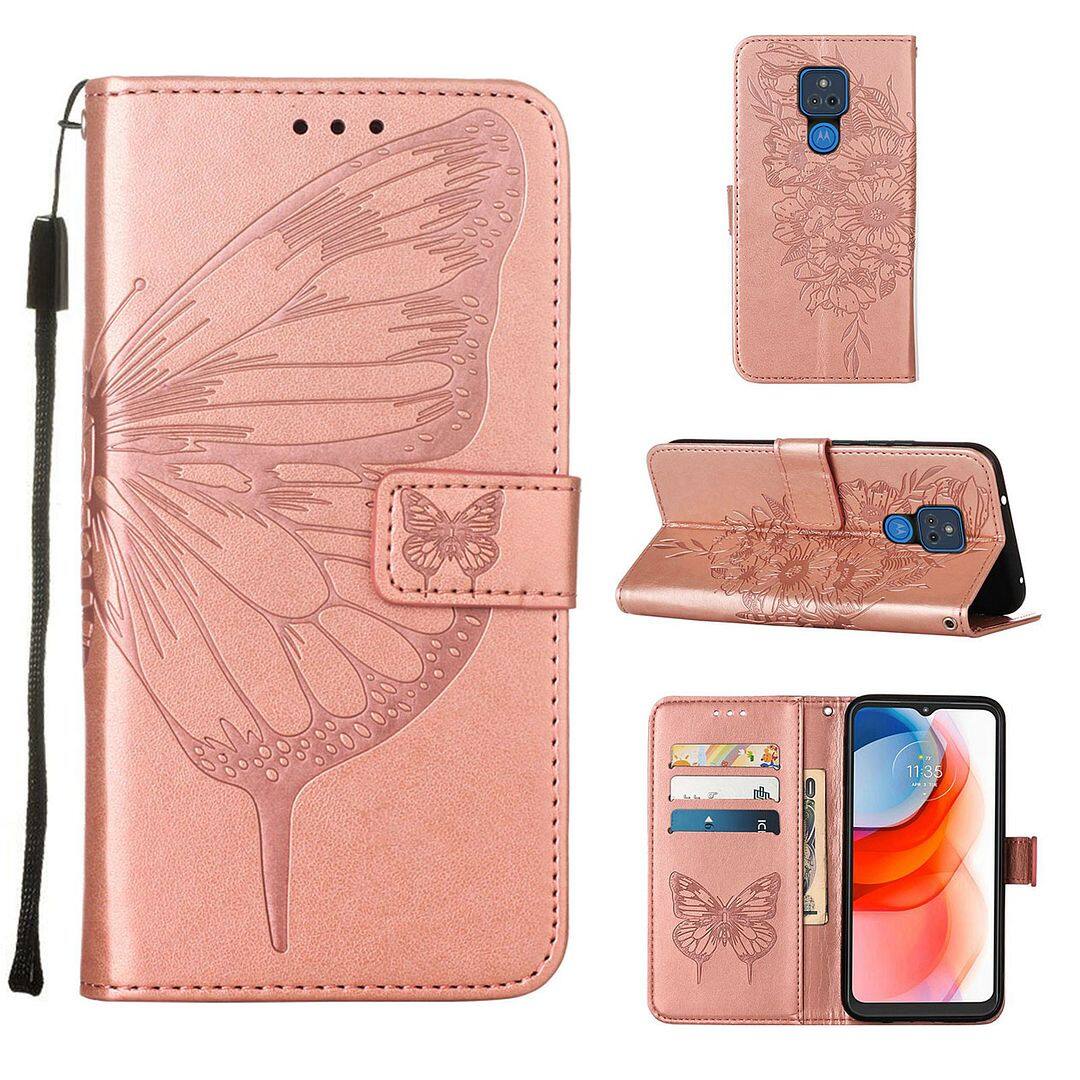lthmy for Motorola Moto G Play (2021)(6.5 ) Flip Magnetic PU Leather fashion Casing Classic Butterfly Flower Solid color Stand Wallet NEW Design Luxury Cover