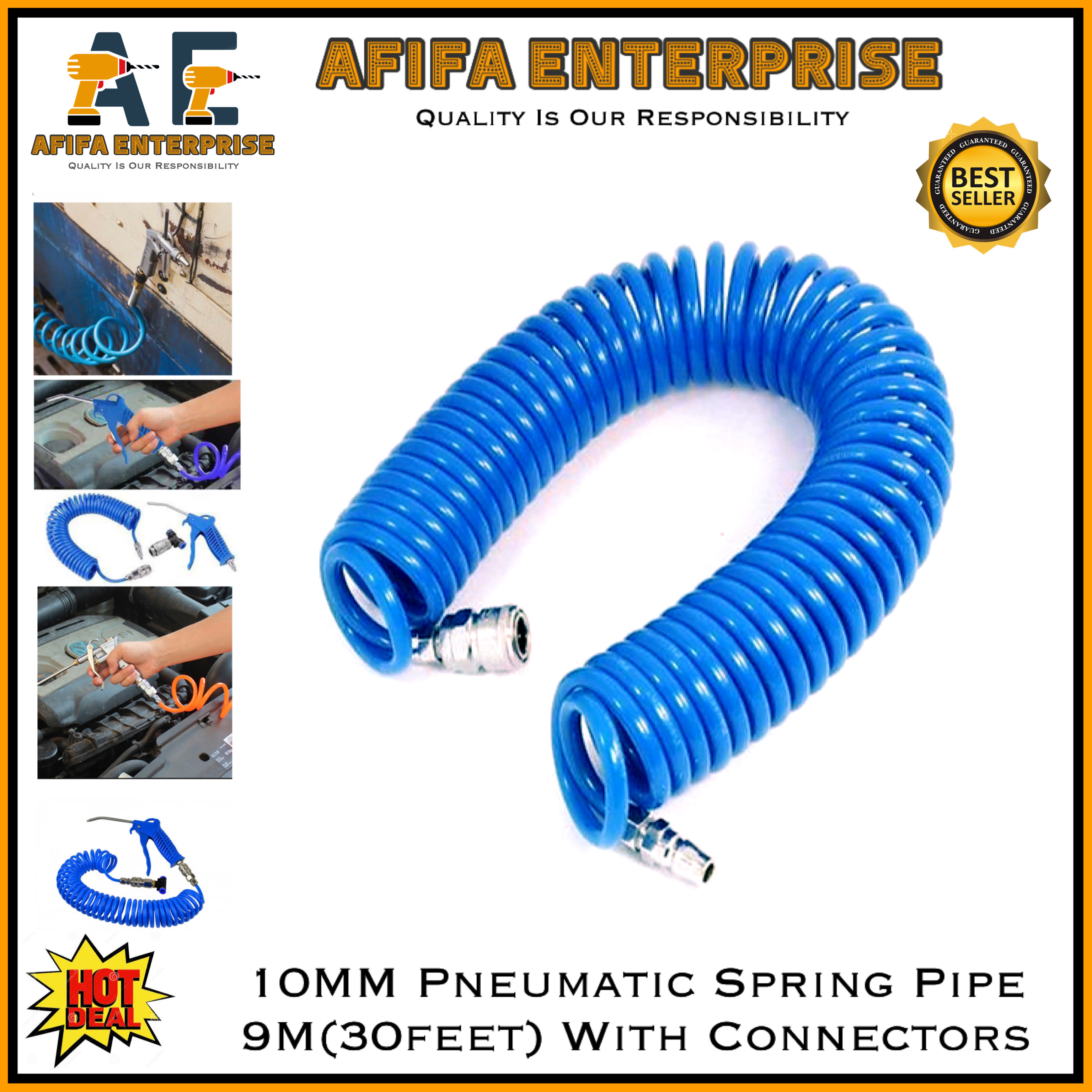 10mm Pneumatic Spring Pipe 9M(30feet) With Connectors