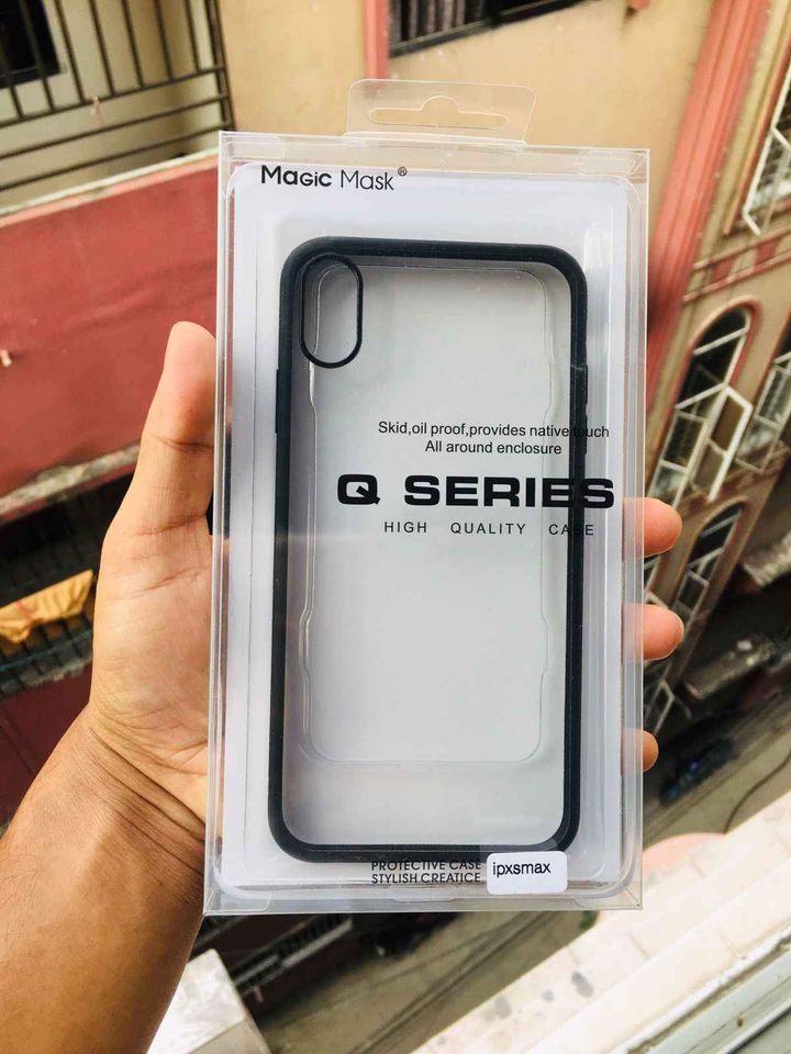 For iPhone Xs Max Transparent Q Series PC TPU Hybrid Bumper Slim Back Case