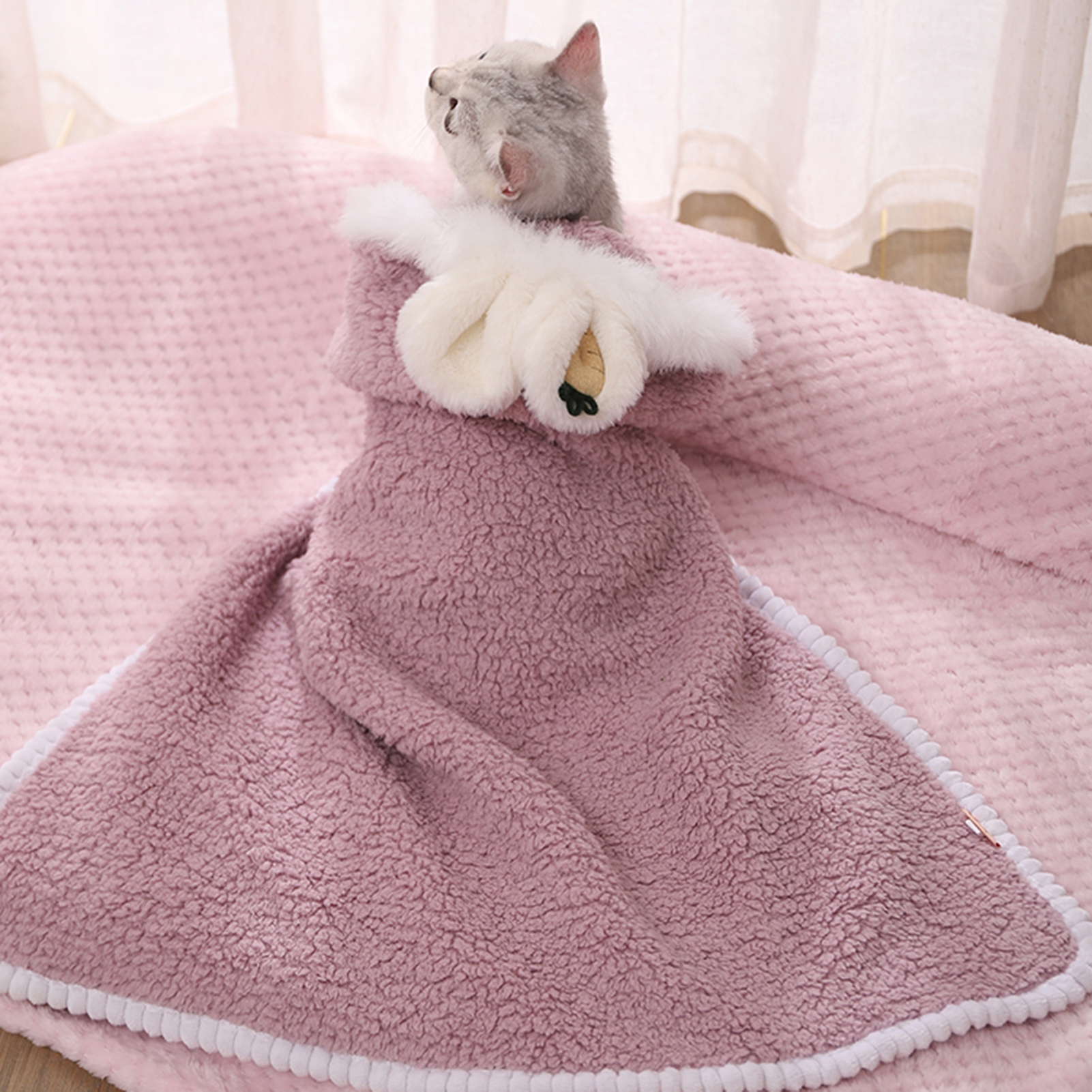 Cat Sleeping Cushion Solid Color Kitten Puppy Bed Mattress Blanket. 