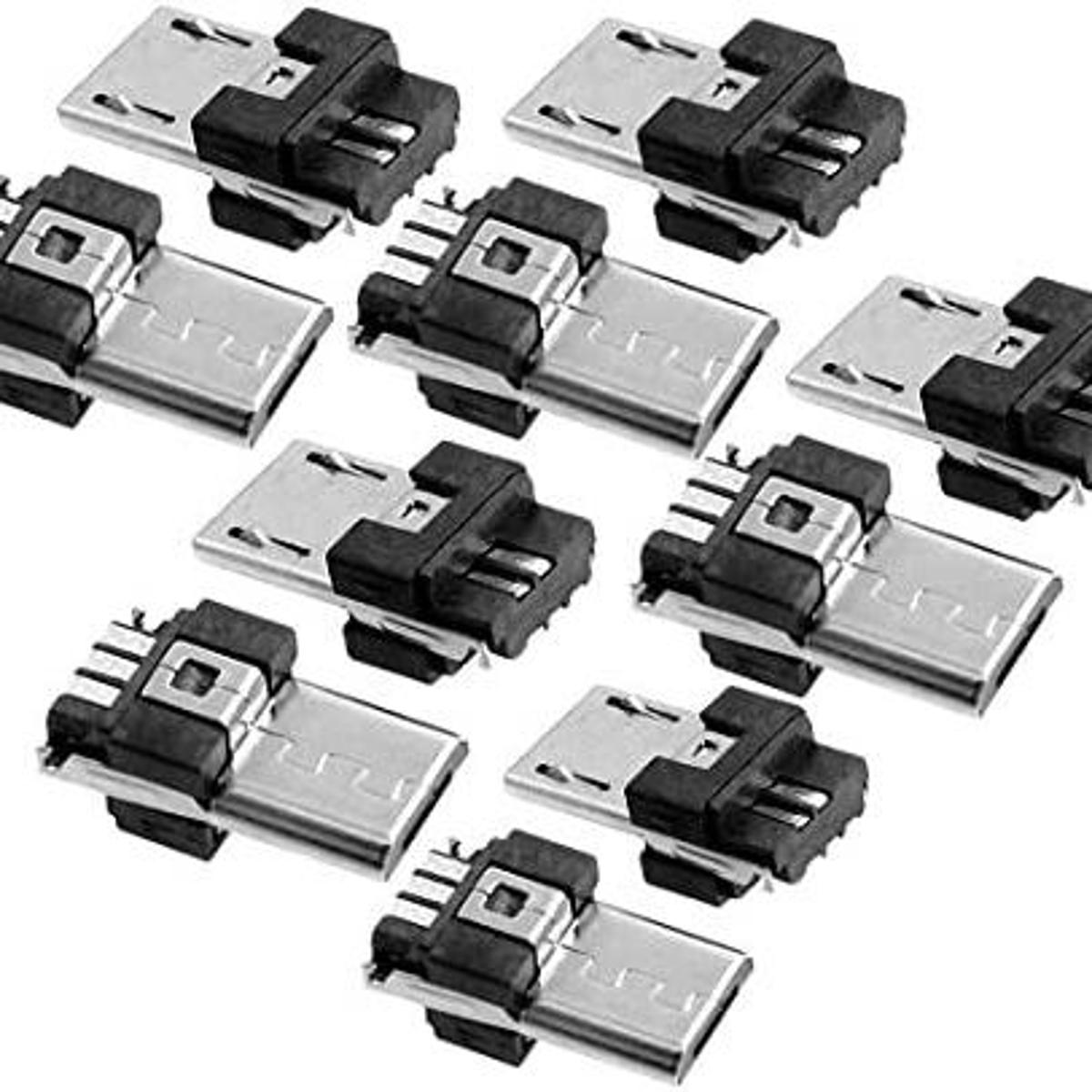 15 piece Type B Micro USB Male USB 2.0-5 Pin T Port Plug Connector - with Black Plastic Cover