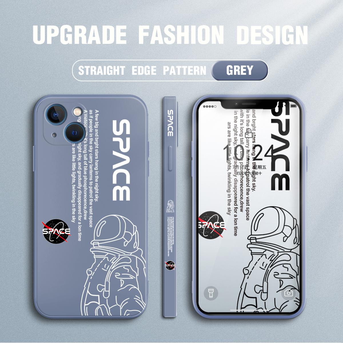 Jizetin for iPhone 13 Mini Case NASA Astronaut Design Side Design Phone Case Square Edge Pattern Liquid Silicone Cases Full Cover Camera Shockproof Protective Case