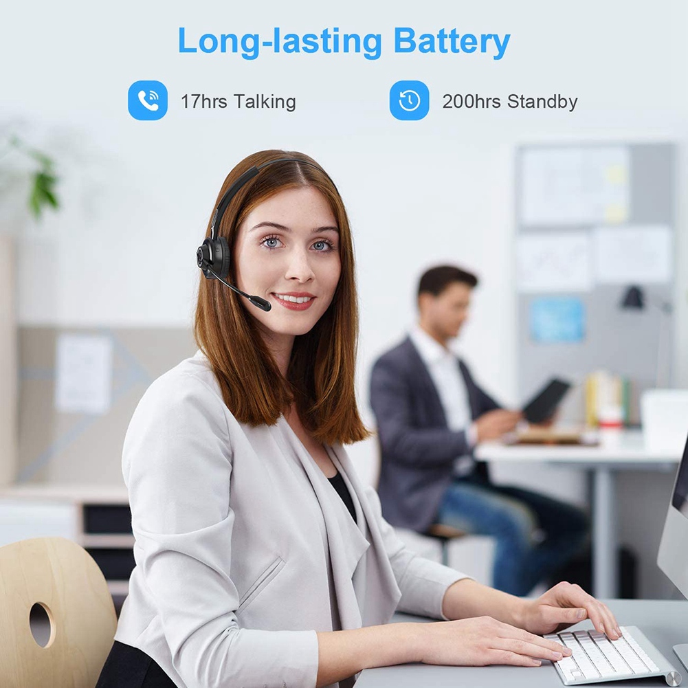 Bluetooth Headphones with Microphone, Wireless Headset on Ear, Noise Canceling PC Headset for Cell Phones PC Tablet. 