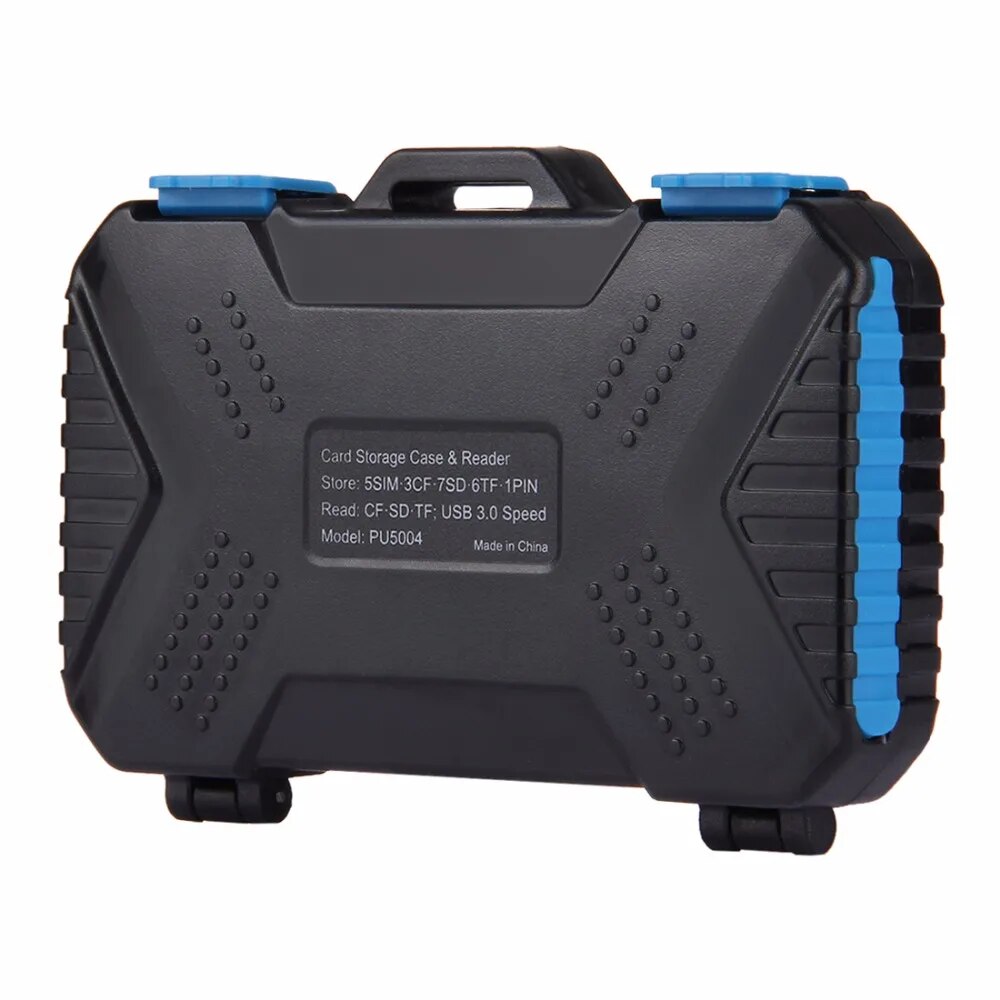 【YIYANGMAOYI111】PULUZ Card Reader+22 in 1 Waterproof Memory /SD Card Case Storage Box for 1Standard SIM+2Micro-SIM+2Nano-SIM+7SD+6TF+1CARD PIN. 