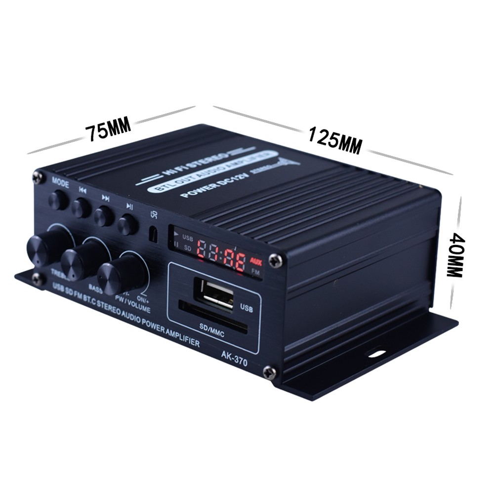 AK370 Mini Audio Power Amplifier Portable Sound Amplifier Speaker Amp for Car and Home. 
