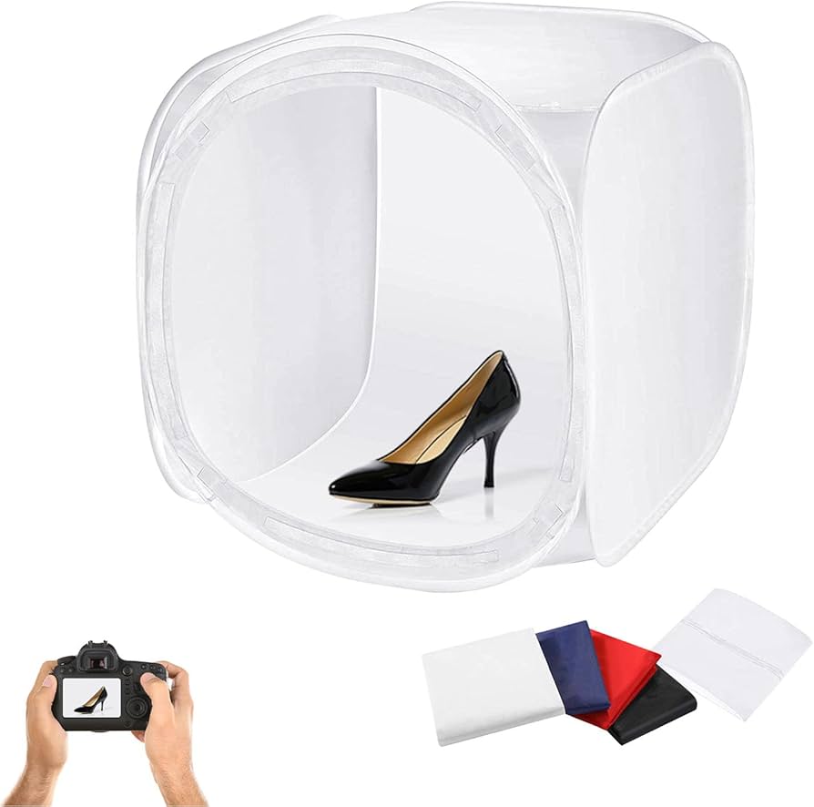 Light Tent Foldable Photography Cube Softbox with 4 Colored Backgrounds (80 x 80cm). 
