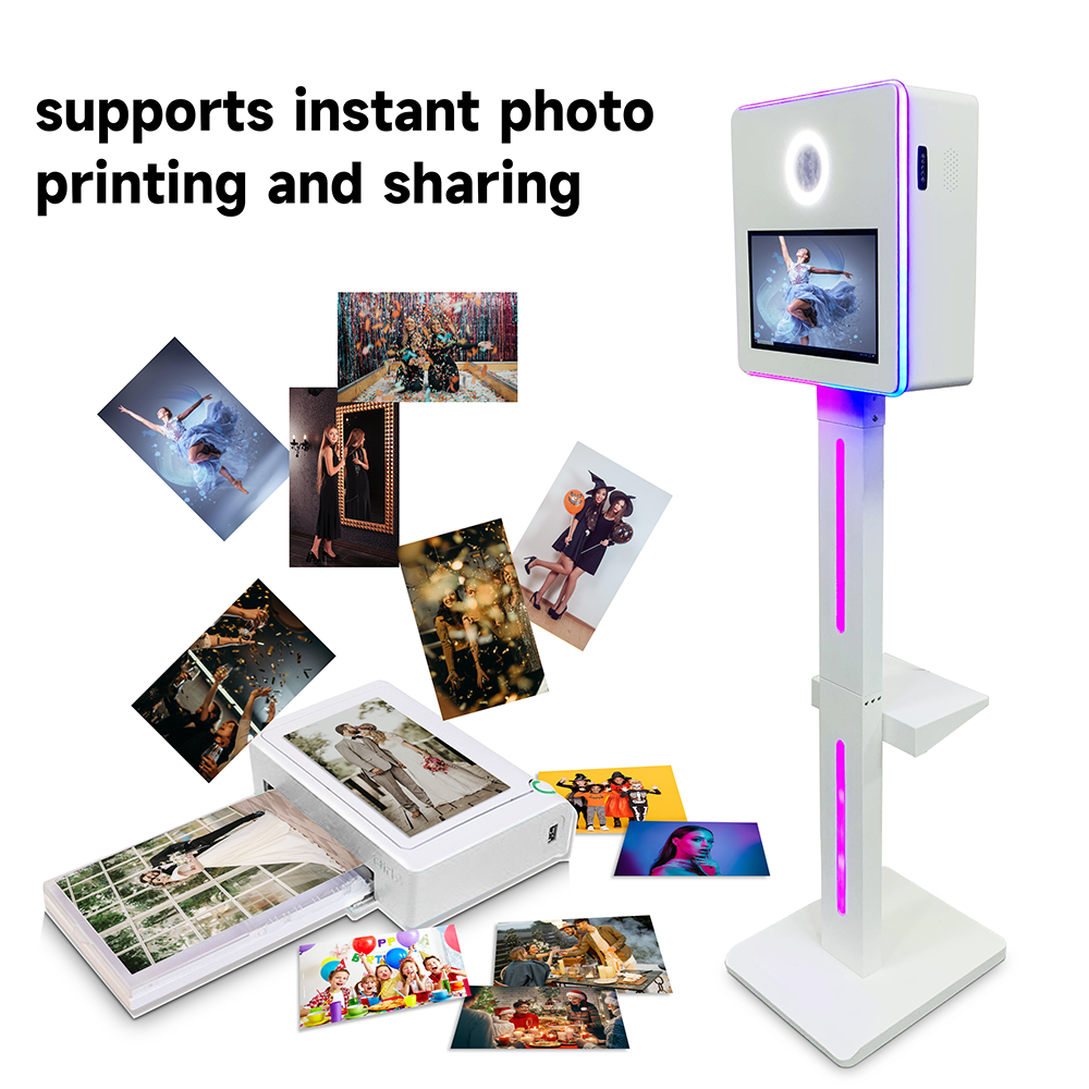 Selfie Mirror Photo Booth Machine 15.6in Touch Screen with Light Portable DSLR Camera Photo Booth Kiosk Shell For Partys Events. 