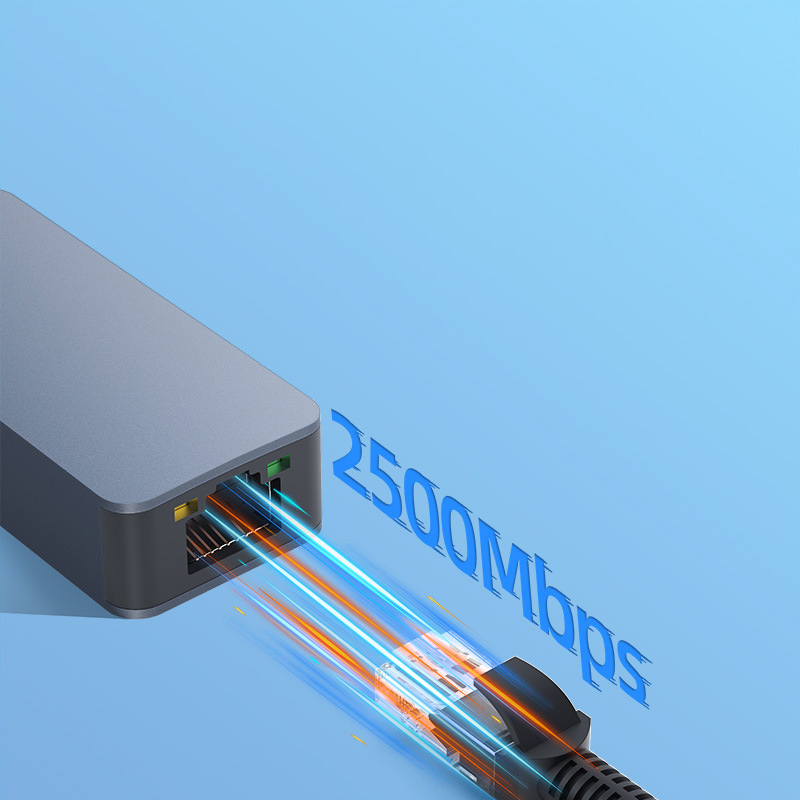 2.5 Gigabit Ethernet Adapter Type-C USB 3.0 To RJ45 LAN Cat8 Cable 2500Mbps High Speed Rtl8156b Network Card for NAS Laptop PC. 