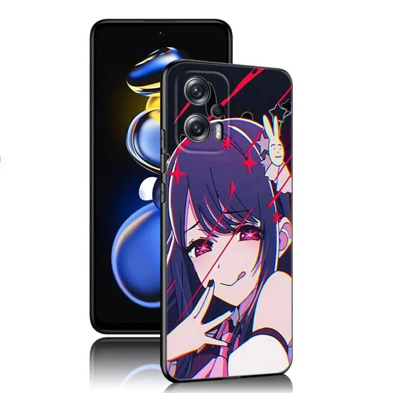 Anime Oshi no Ko Hoshino Ai Black Silicone Phone Case For Xiaomi POCO X3 X4 NFC F5 M3 M4 M6 X5 X6 Pro F3 F4 GT 5G C55 C65 M5. 