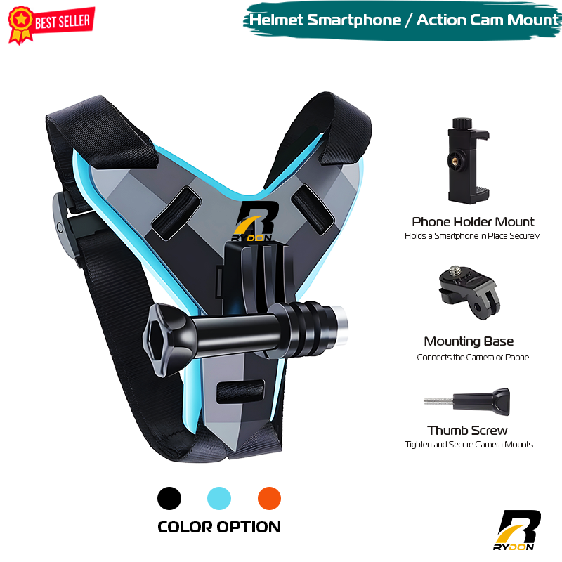 Helmet Chin Mount for Motorcycle andOutdoor Easily Adjustable Phone & Action Camera Holder for GoPro, Insta360 | Fits Full-Face Helmets | Anti-Slip POV Mount for Hands-Free Riding & Recording. 