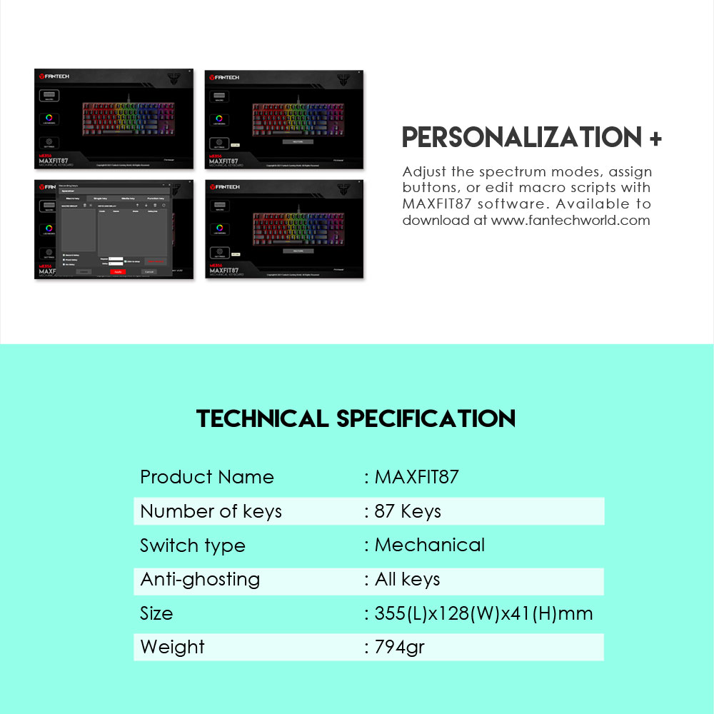 FANTECH MK856 MAXFIT87 RGB MECHANICAL KEYBOARD. 