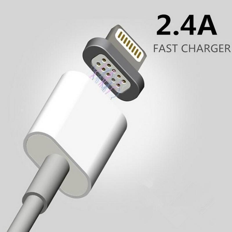 2.4A Magnetic USB Data Cable For Apple iPhone 7 6 6s Plus 5 5s, Phone Charger Cord, Fast Charging and Sync Color:Silver. 