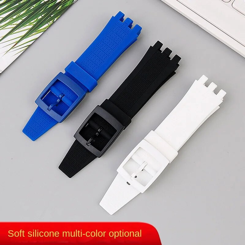 For Swatch mechanical watchband SVG 403 402 402 407 409 SVGB400 22mm Silicone strap soft rubber watch band Bracelet with Tool. 