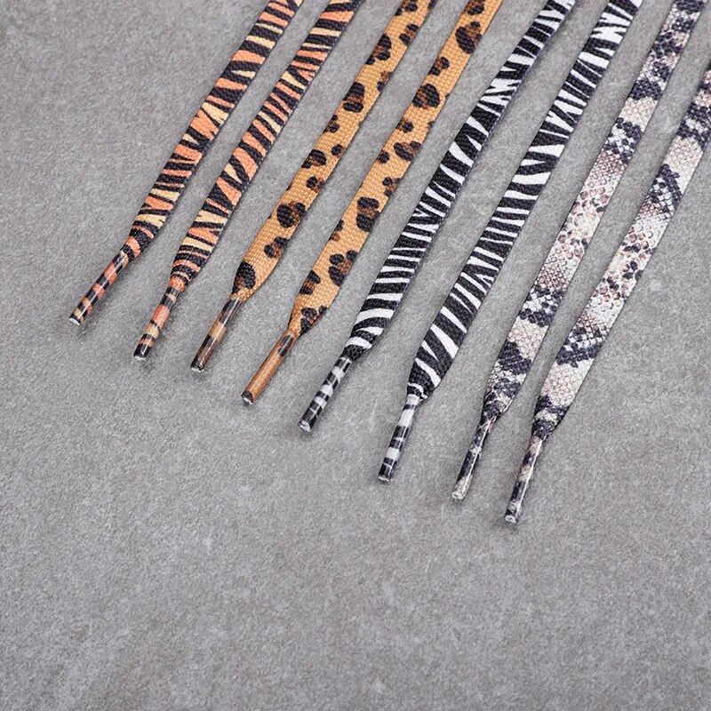 Classic Animal Patten Print Shoelace Creative Unisex Sneakers Canvas Shoe Lace Flat Leopard Zebra Tiger Snake Shoelaces Strings. 
