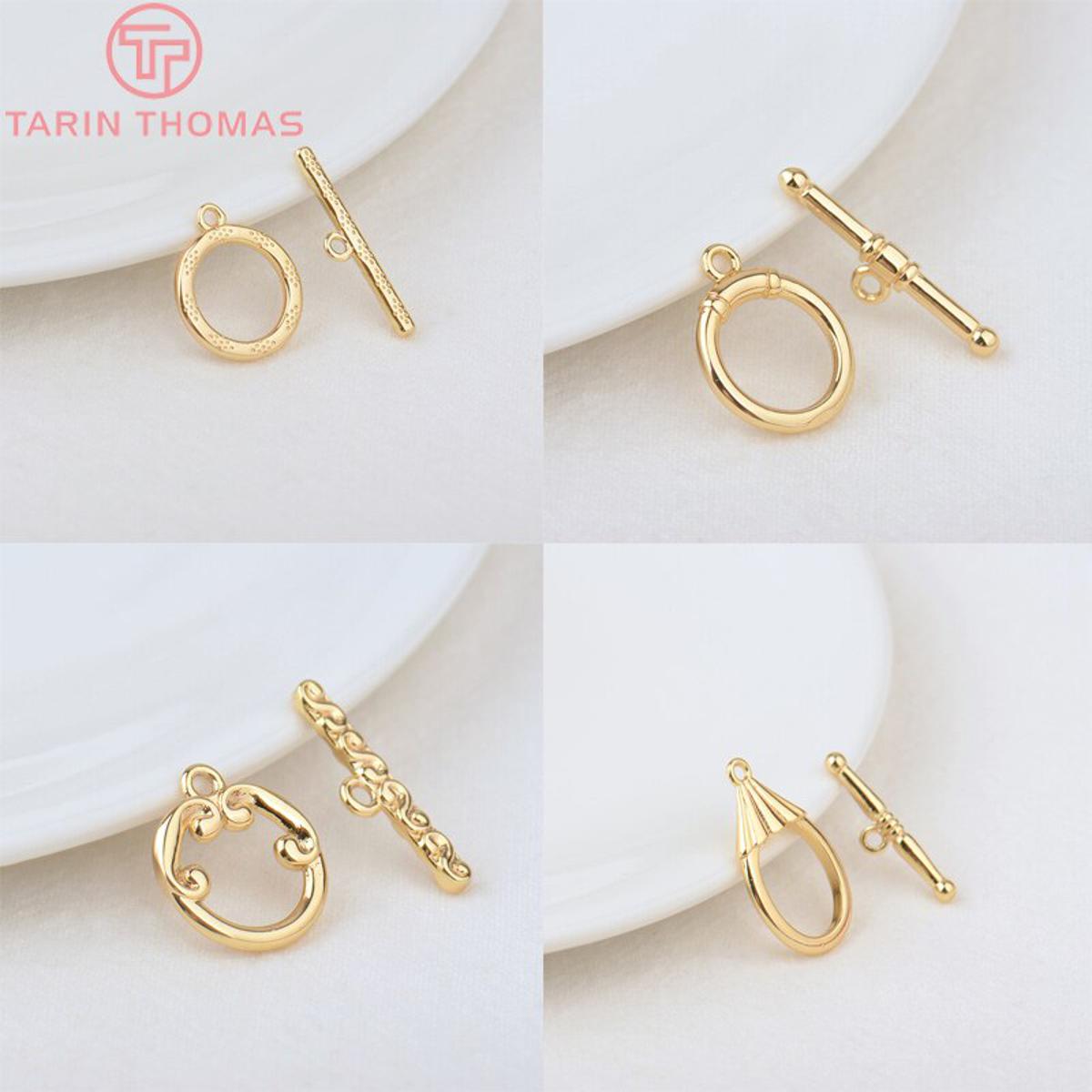 (3452)6 Sets 24K Gold Color Plated Brass Bracelet O Toggle Clasps High Quality Diy Jewelry Making Findings Accessories