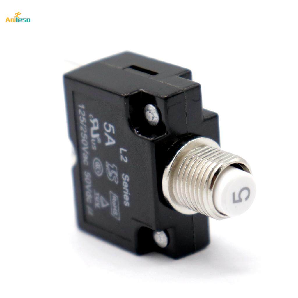 5Amp Manual Reset Thermal Circuit Breaker Overload Switch with Black Cap. 