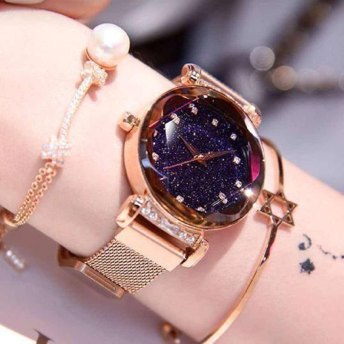 Luxury Brand Women Watch Stainless Steel Strap Starry Sky Female