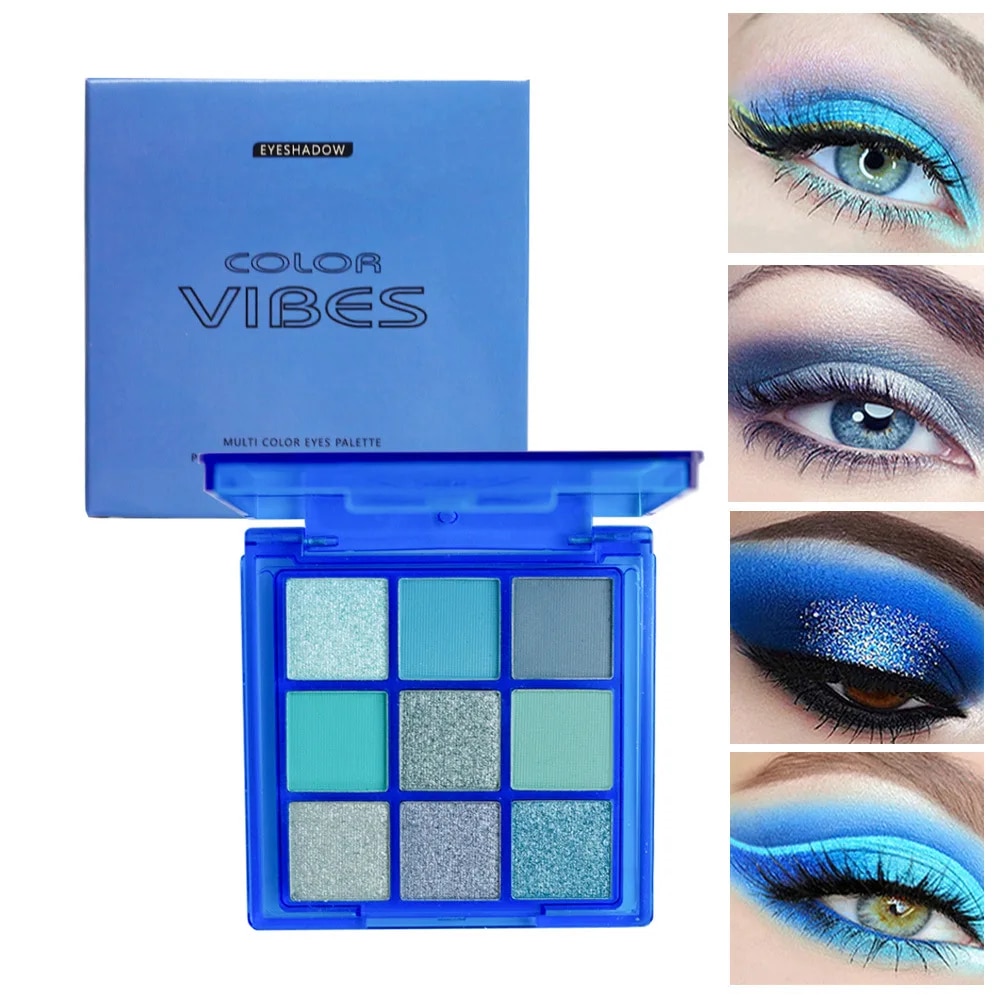 9 Colors Baby Blue Eyeshadow Makeup Pallete Matte Blue Eye Shadow Palette Shimmer Shine Diamond Yellow Neon Eyeshadow Palette Abandon Abandon. 