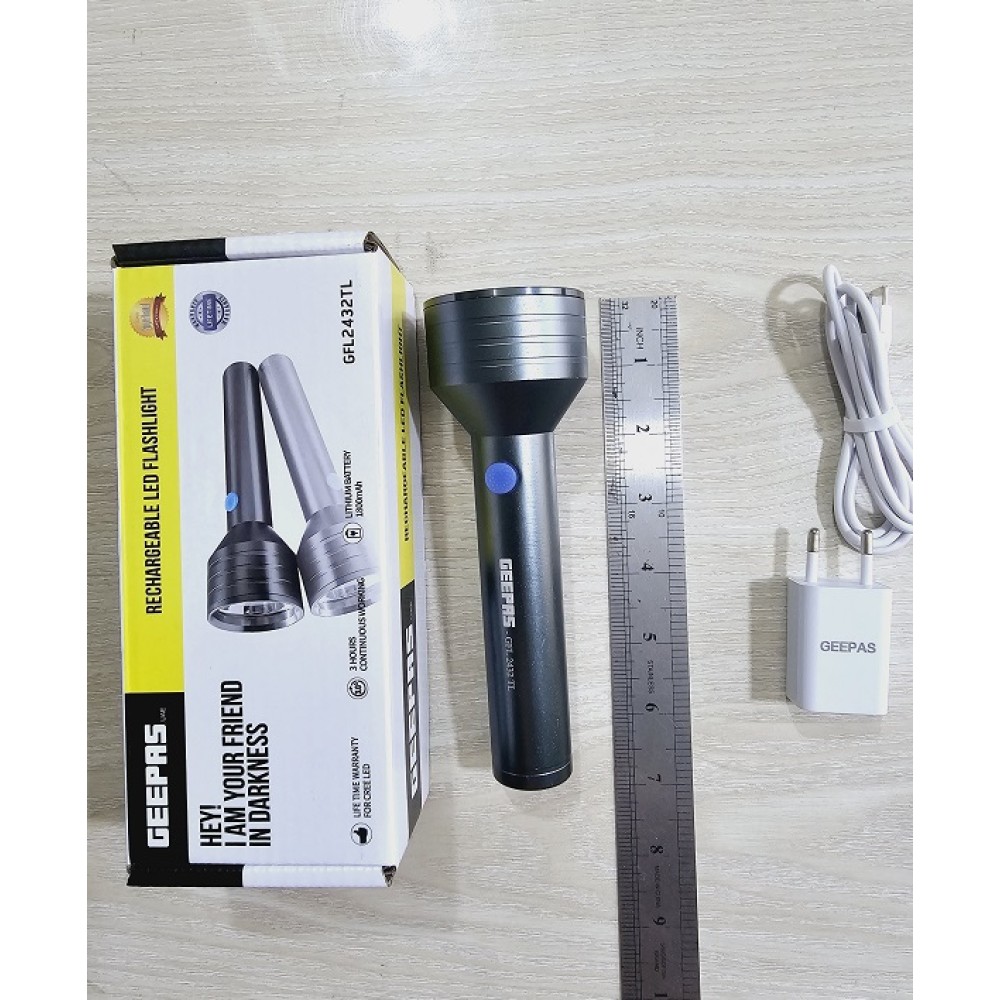 Geepas GFL-2432TL Rechargable LED Flashlight Torch Light. 