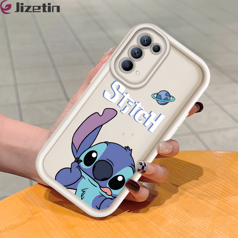 Jizetin for OPPO Reno5 4G 5G Back Cover Cute Stitch Ladder Camera Soft Rubber Mobile Phone Case