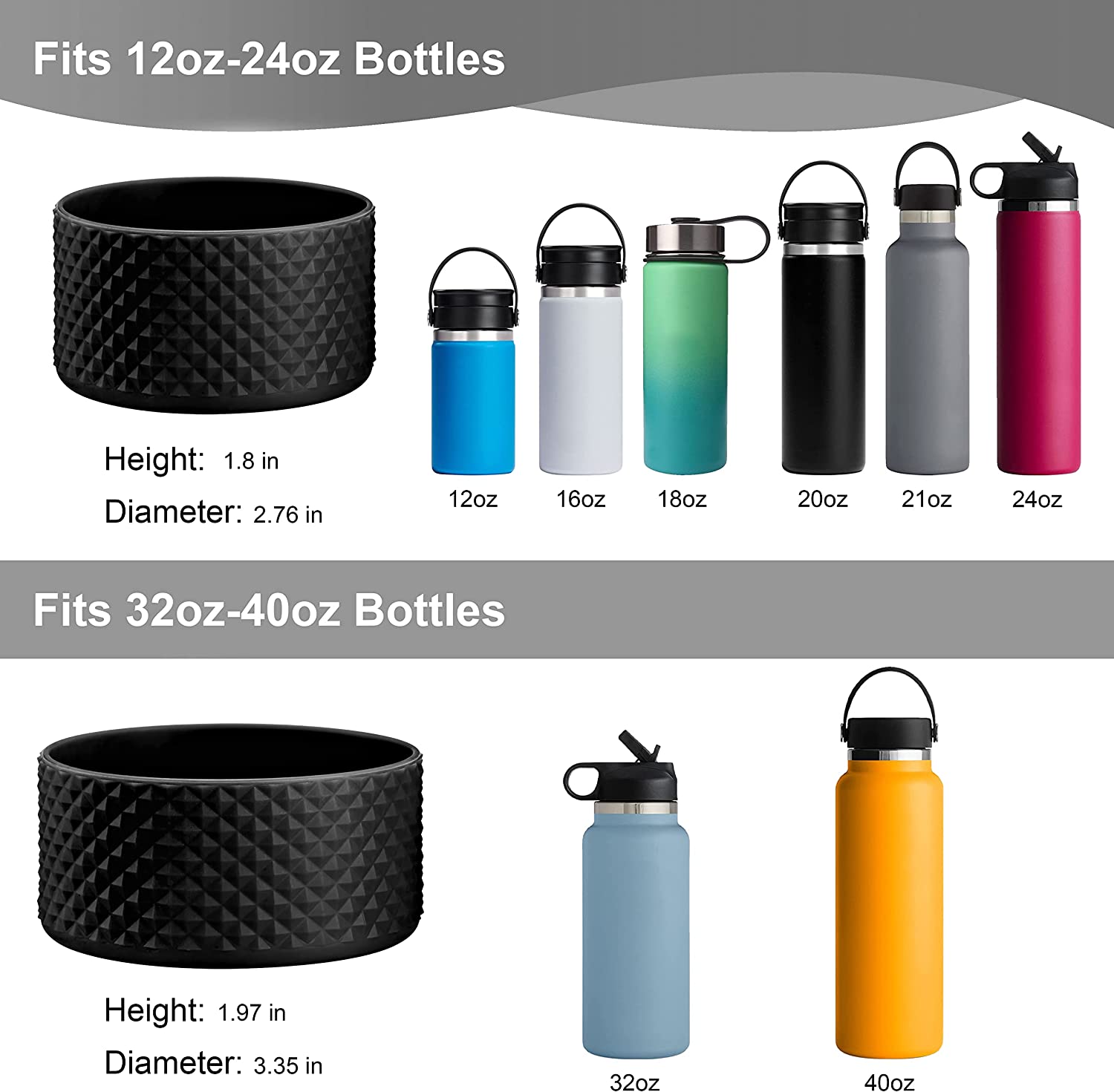 Newest Diamond Pattern Silicone Boot Case for 32oz&40oz Hydro Kleen Kanteen Aquaflask for hydro flask Kool Hydr8 Vacuum Flask Tumbler Aquaflask for hydro flask Accessories Diameter 9cm. 