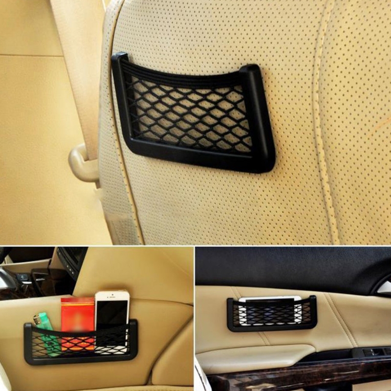 Black Net Car String Adhesive Frame Mesh Netting Chart Pocket Bus Hall Backrest Rear Cargo Net Framed Stretch Mesh 918B. 