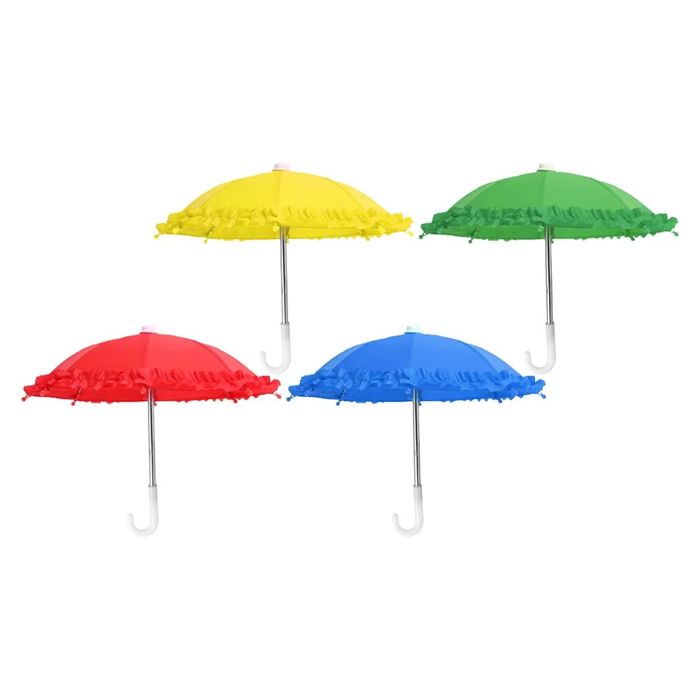 4Pcs Children's Pure Color Lace Toy Umbrellas Decoration Umbrellas (Random Color)