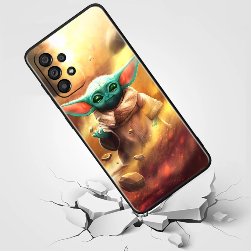 Star Wars Cute Baby Yoda Black Phone Case For Samsung A73 A72 A71 A53 A52 A51 A42 A33 A32 A23 A22 A21S A13 A03 5G Cover. 