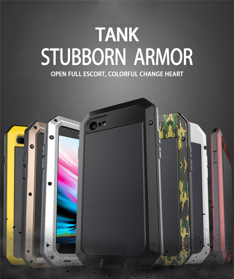 Armor Heavy Duty Protection Case for iPhone 7 8 Plus XR X Xs 11 12 13 Pro Max 14 15 Plus SE SE2 360 Metal Tank Shockproof Cover. 