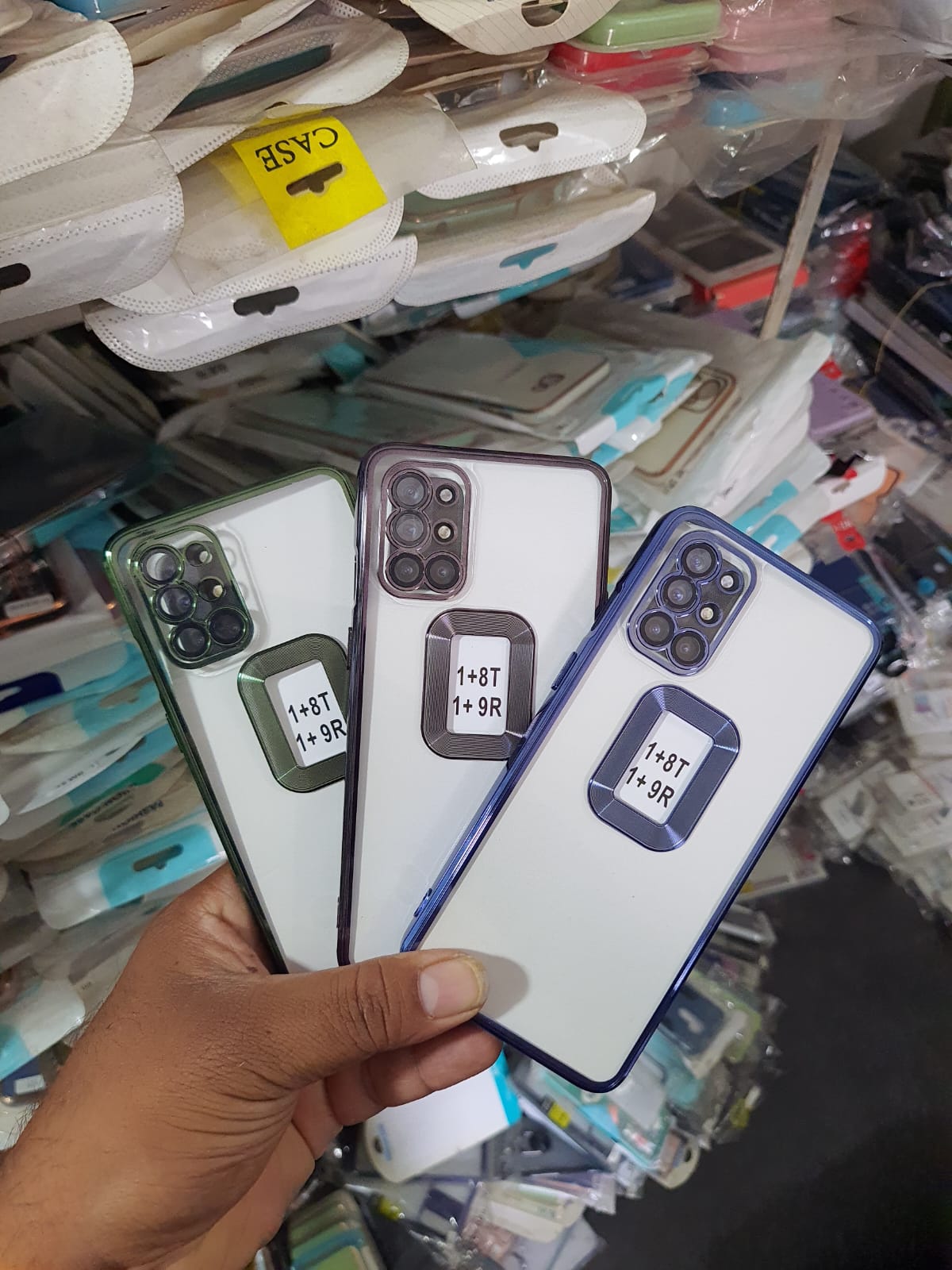 For OnePlus 9R Solid Color Plating Phone Case Fashion Oneplus Logo Pattern TPU Silicone Anti-fall Back Cover. 