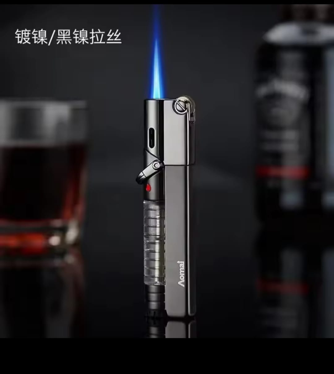 Aomai Butane Fuel Lighter Torch Jet Lighter with Visible Gas, Lockable Flame, Windproof Lighters, Unique Gifts for Men, Women.